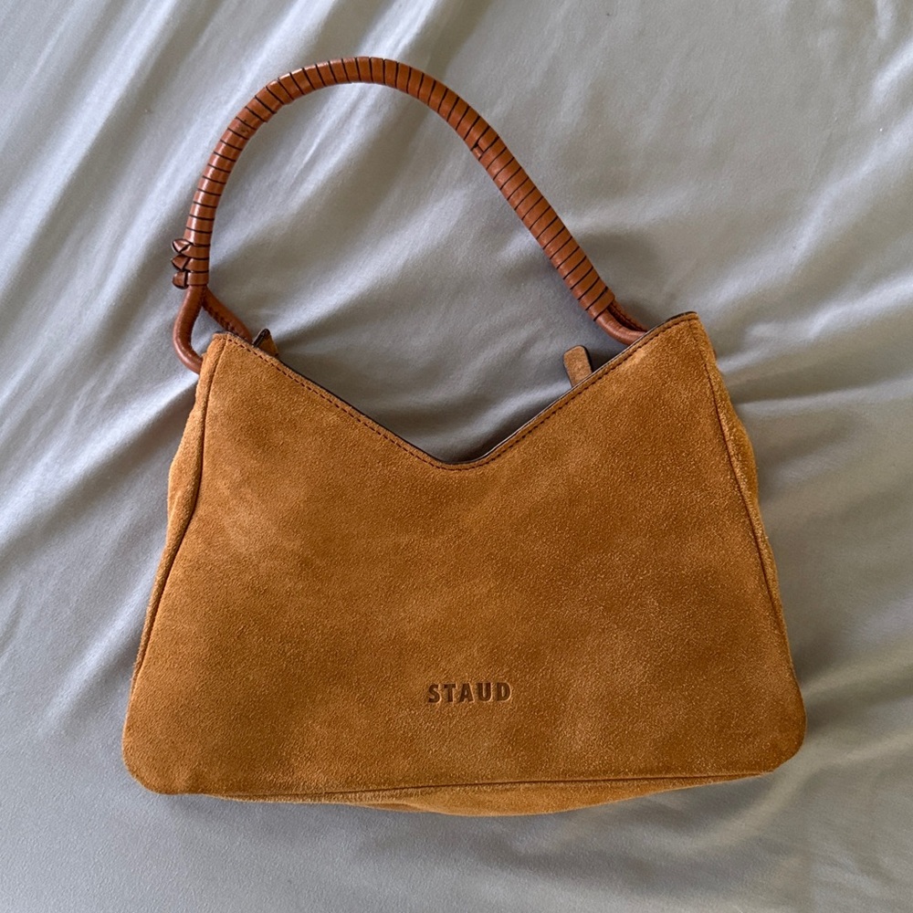 LIKE NEW STAUD Valerie Shoulder Bag, Tan Suede - Picture 6 of 8